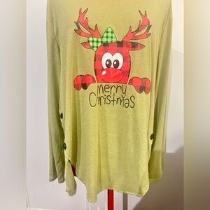 Merry Christmas Reindeer Rudolph Graphic Top size xl